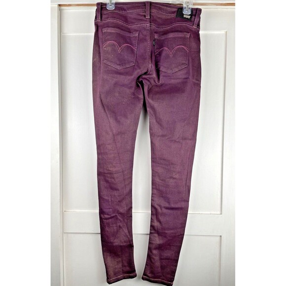Levi's Legging Jeans Women’s 31 Purple Gold Glitter Mid-Rise Zip Closure - Picture 4 of 16